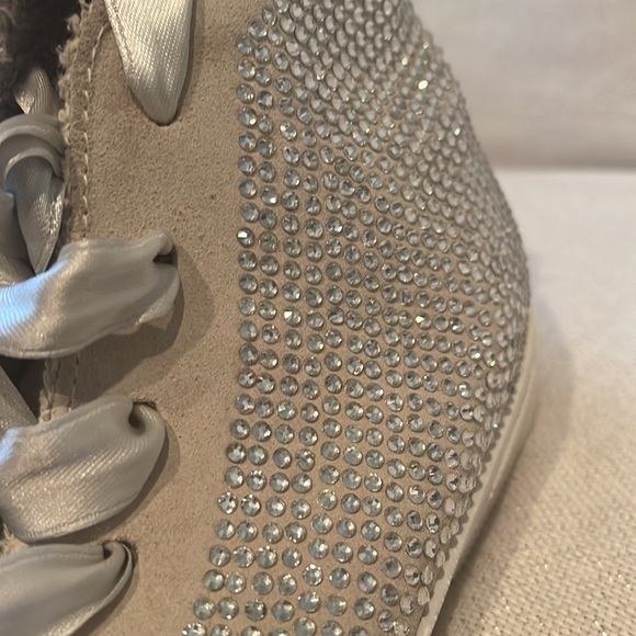 Luxury fashion light grey suede high tops encrusted in tiny crystals. size 37. - Picture 2 of 6